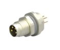 Circular Connector, M8, Plug, Straight, Poles - 4, PCB Terminal, Panel Mount